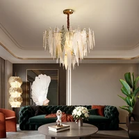 crystal leaf design round led chandeiler lighting ac110v with 220v for living dining room bedroom home light fixtures