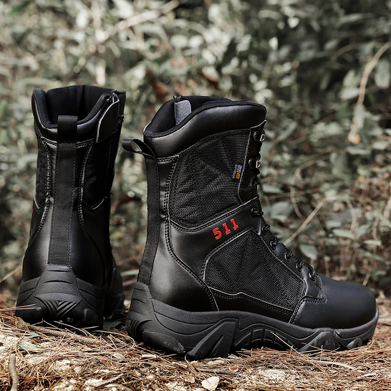 

Men's Military Boots High Top Outdoor Hiking Shoes Men High Quality Anti-collision Army Tactical Boots Zapatillas Hombre