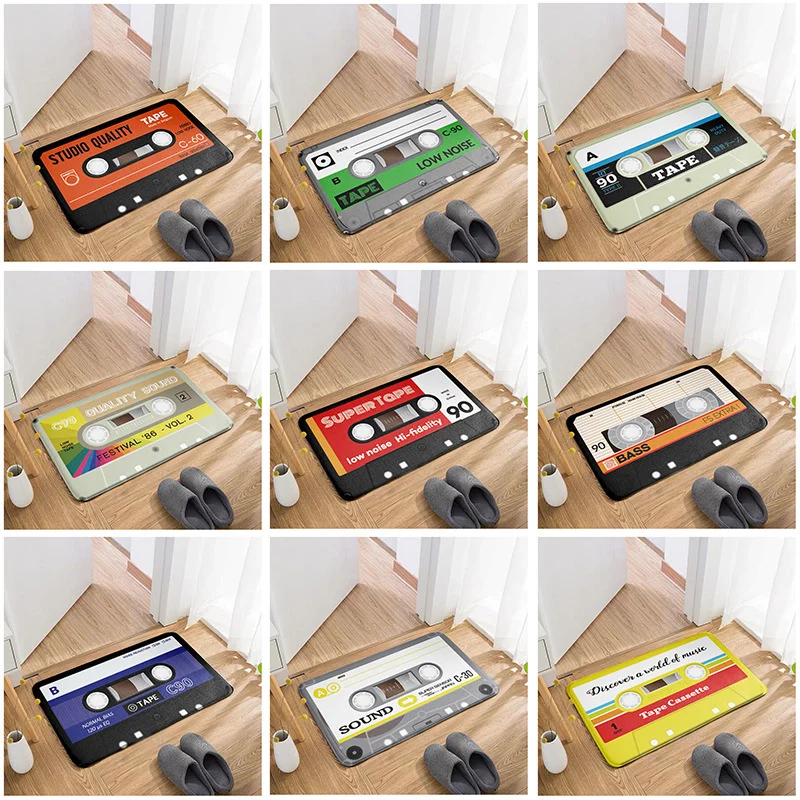 

Новый Забавный винтажный дверной коврик с кассетной лентой, нескользящий коврик для входного коридора, для кухни, ванной, гостиной, вакуумн...