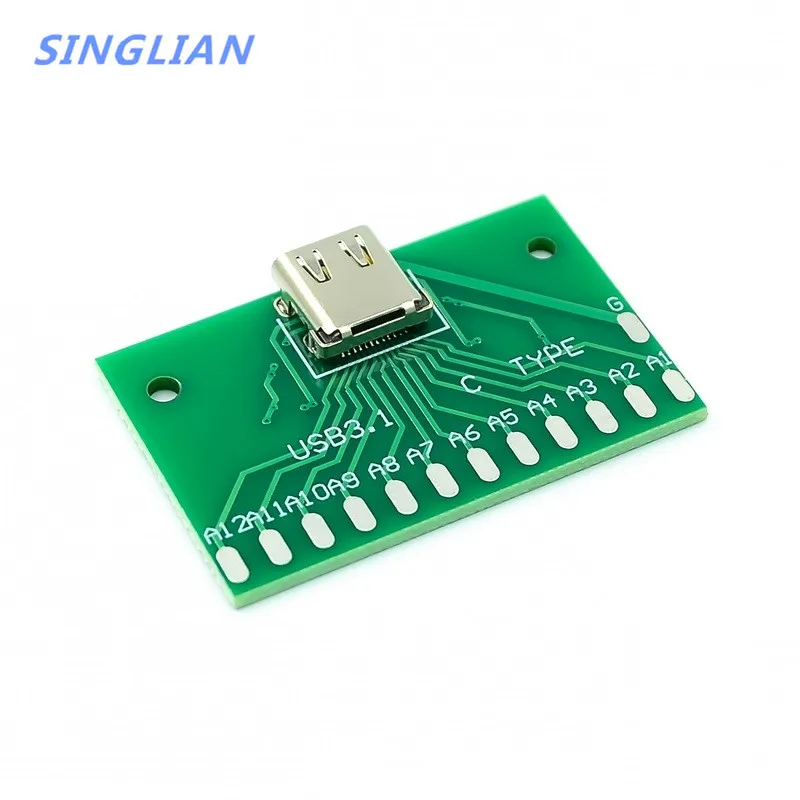 TYPE C тестовая плата с разъемом USB 3 1 Адаптерная печатной платой 24P для измерения