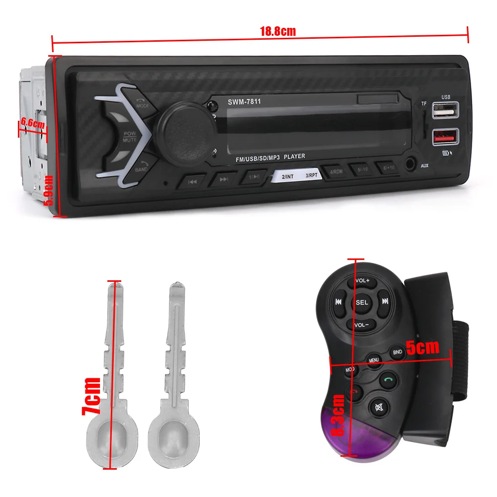 car radio multimedia swm 78117812 head unit handsfree auto stereo bluetooth aux function auto parts 1 din with voice control free global shipping