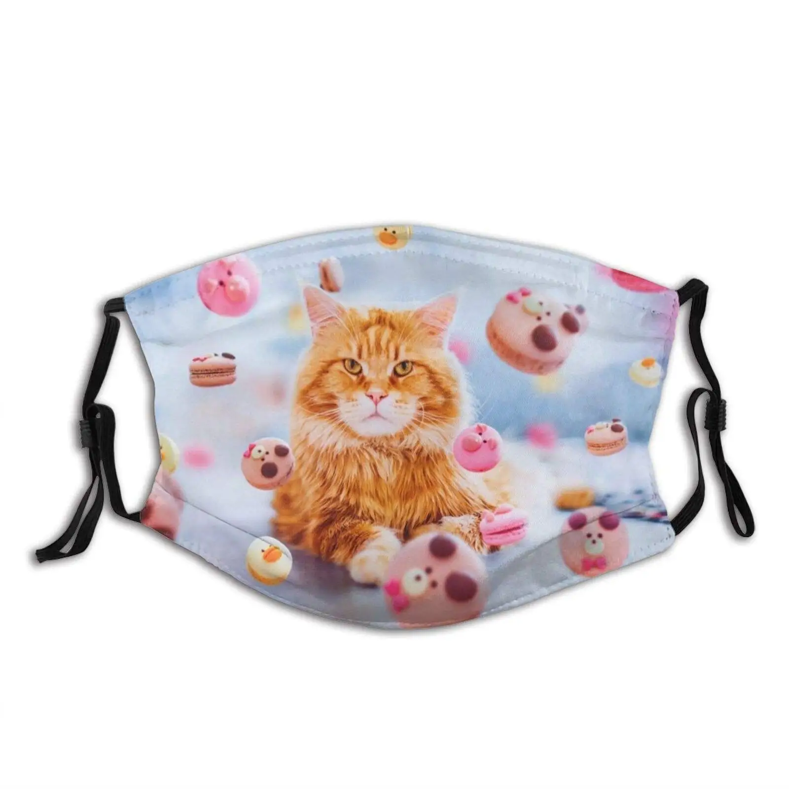 

Pink Cat Animal Print Washable Seamless Face Mask Bandana Balaclava Breathable Reusable with 2 Filter for Adult Women Men &