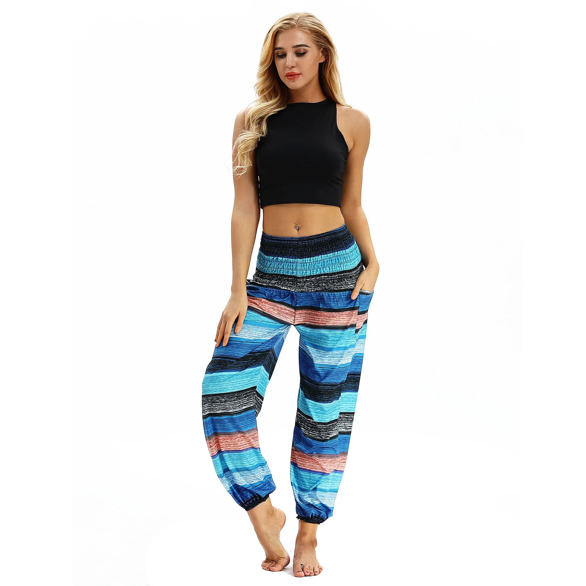 

African Fashion Women Hip-Hop Pants Ankara Patterns Casual Loose Sport Pants Dashiki Print Light And Soft Trousers