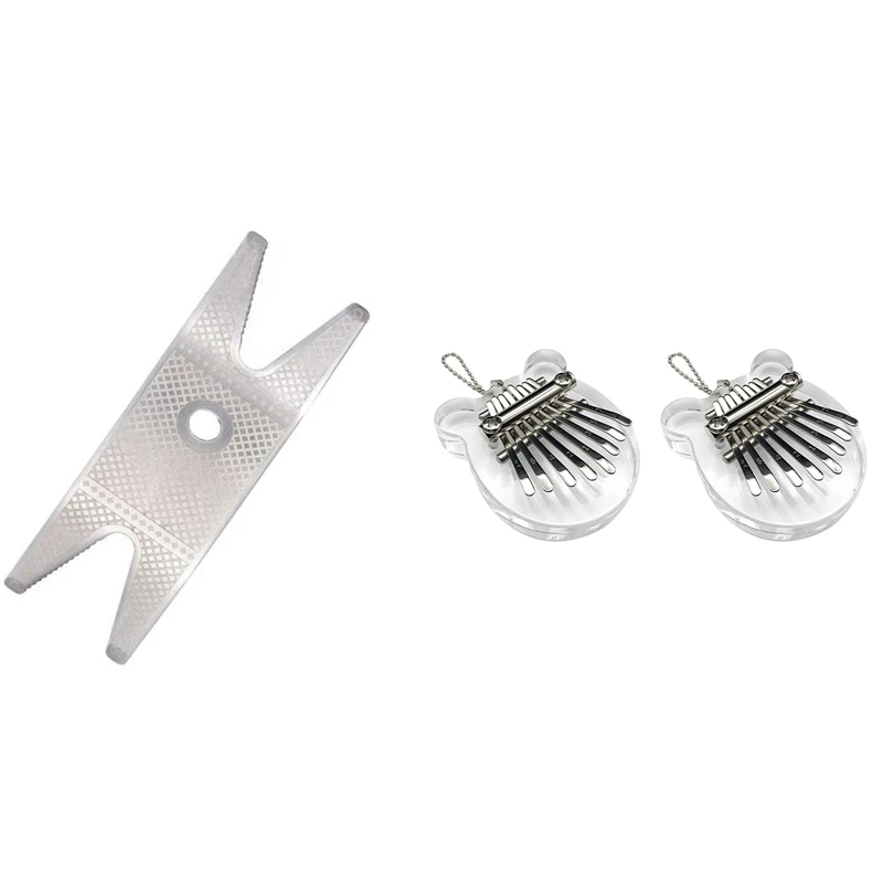 

2Pcs 8 Keys Mini Kalimbathumb Piano Crystal Kalimba Acrylic Finger Piano & 1x Guitar Spanner Wrench Stainless Steel