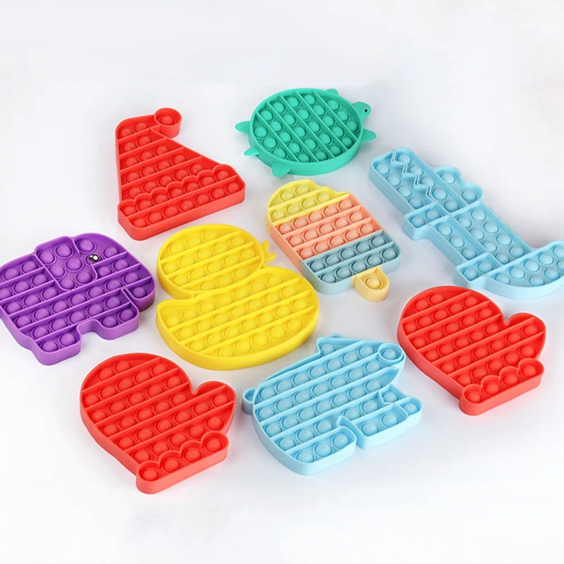 

Rainbow Adult Kids Focus On Decompression Toy Cartoon Animal Push Bubble Fidget Sensory Desktop Toy Pops Antistress Toys