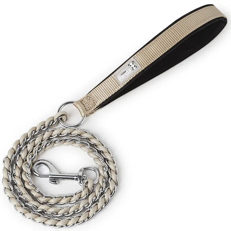 Поводок из нержавеющей стали для собак нейлоновый пояс с плетеной цепью прогулок