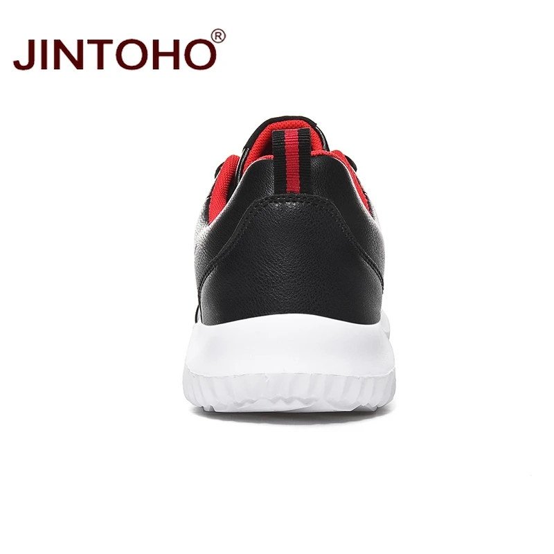 JINTOHO Большие размеры мужские спортивные кроссовки черные дешевые кожаные