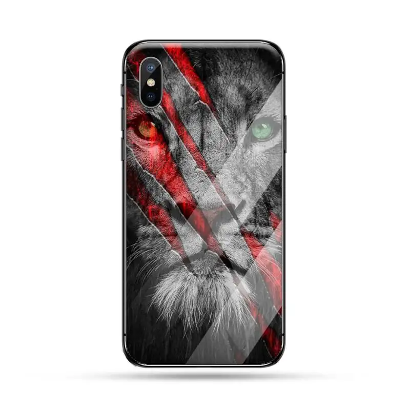 

lion Luxury cool Fashion Phone Case coque FundaTempered glass For iphone 6 6S 7 8 plus X XS XR 11 12 mini PRO MAX