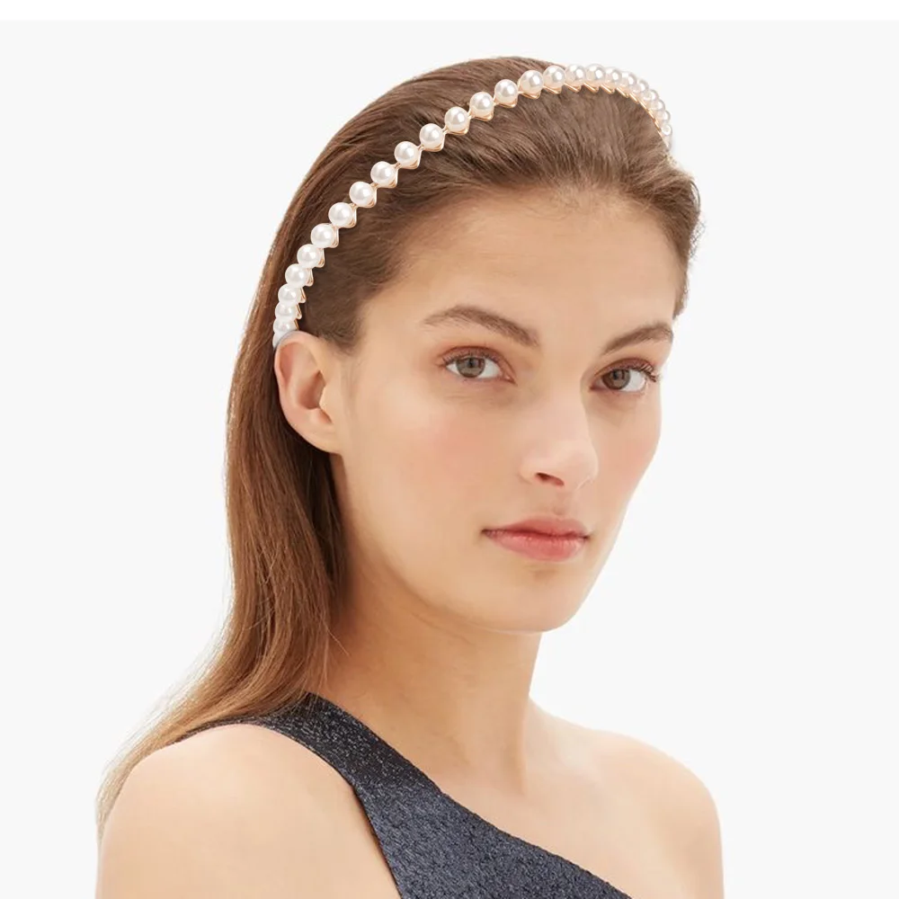 

New Elegant Pearl Headband Hair Band For Women Girls Imitation Pearls White Hairband Hair Hoop Fashion Hair Accessories 2021