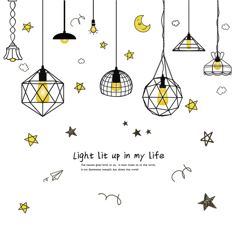 

Nordic Lamp Wall Stickers Bedroom Bedside Wallpaper Living Room Sofa Background Decal Self Adhesive Home Decoration Painting