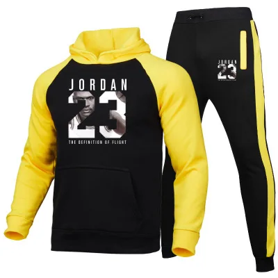 

2021 new hot-selling spring and summer men's hoodie + pants Harajuku print jogging sports, leisure, fitness clothes, pure cotton