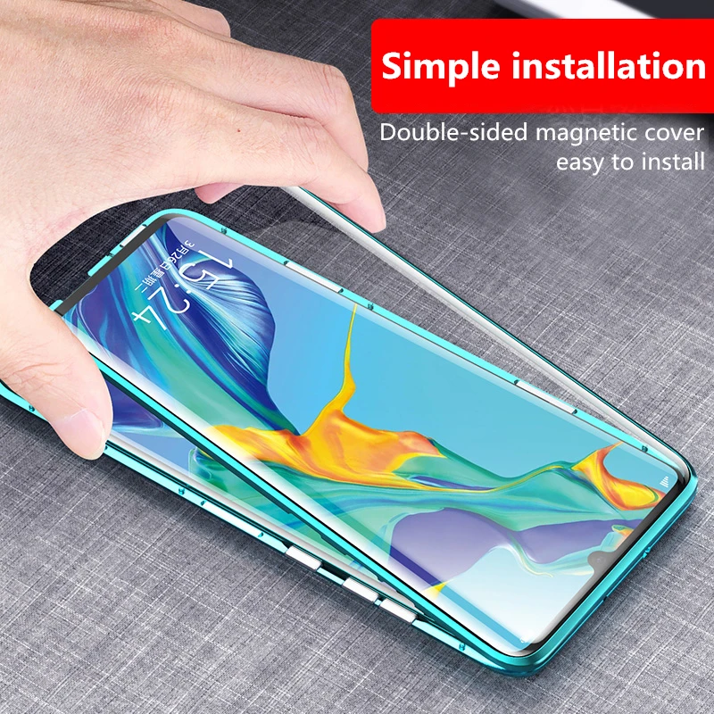 Magnetic Absorption Metal Phone Case For Samsung Galaxy A70 2019 Cover Double Glass 360 Shockproof SamsungA70 GalaxyA70 Fundas | Мобильные