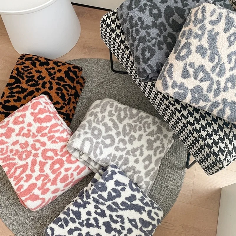 Manta de punto delicada con estampado de leopardo para adulto, manta c&aacute;lida y esponjosa, supersuave, c&oacute;moda, port&aacute;til, ligera, para sof&aacute;, Invierno-0