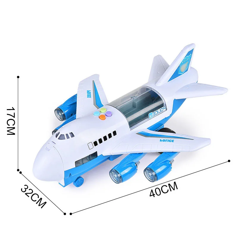 Music Story Simulation Track Inertia Children's Toy Aircraft Storage Passenger Plane Police Fire Rescue Baby Boy Car Blue | Игрушки и