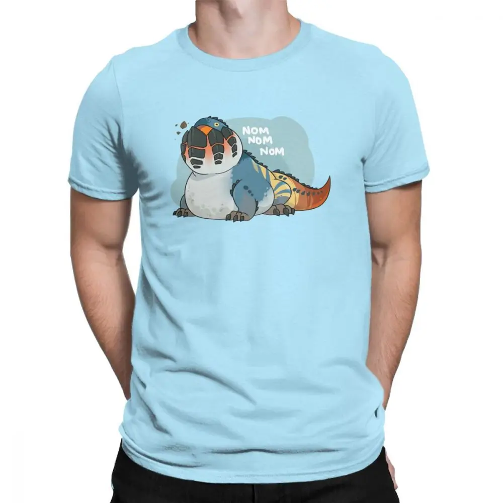 Dodogama Monster Hunter World футболки мужские хлопковые Забавные футболки футболка с круглым вырезом одежда с коротким рукавом Подарок Идея размера плюс - Цвет: Небесно-голубой