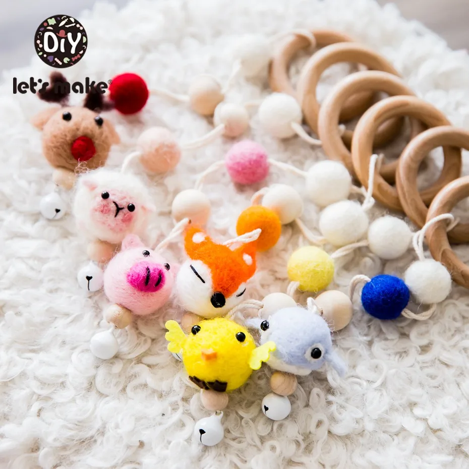 Let'S Make Baby Mobile 1 шт. шерстяные цепочки с животными фетровые шарики Pom для коляски кровать колокольчик подвесная пустышка для игры в спортзал игрушки декор для детской комнаты