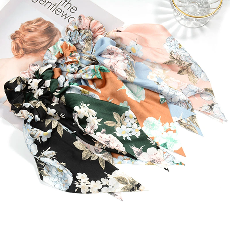 Модные аксессуары для волос с принтом Длинные ленты шарфов резинки телефона