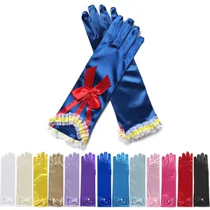 Imported Long gloves for Elsa girls princess gloves girls wedding dress glove with bow costume accessories sa