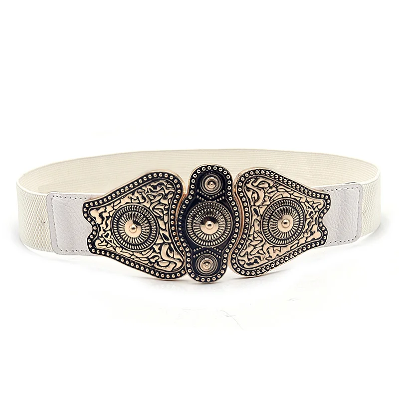 

Fashion Women Wide Belt Retro Ethnic Metal Buckle Waistband Clothes Accessory For Women