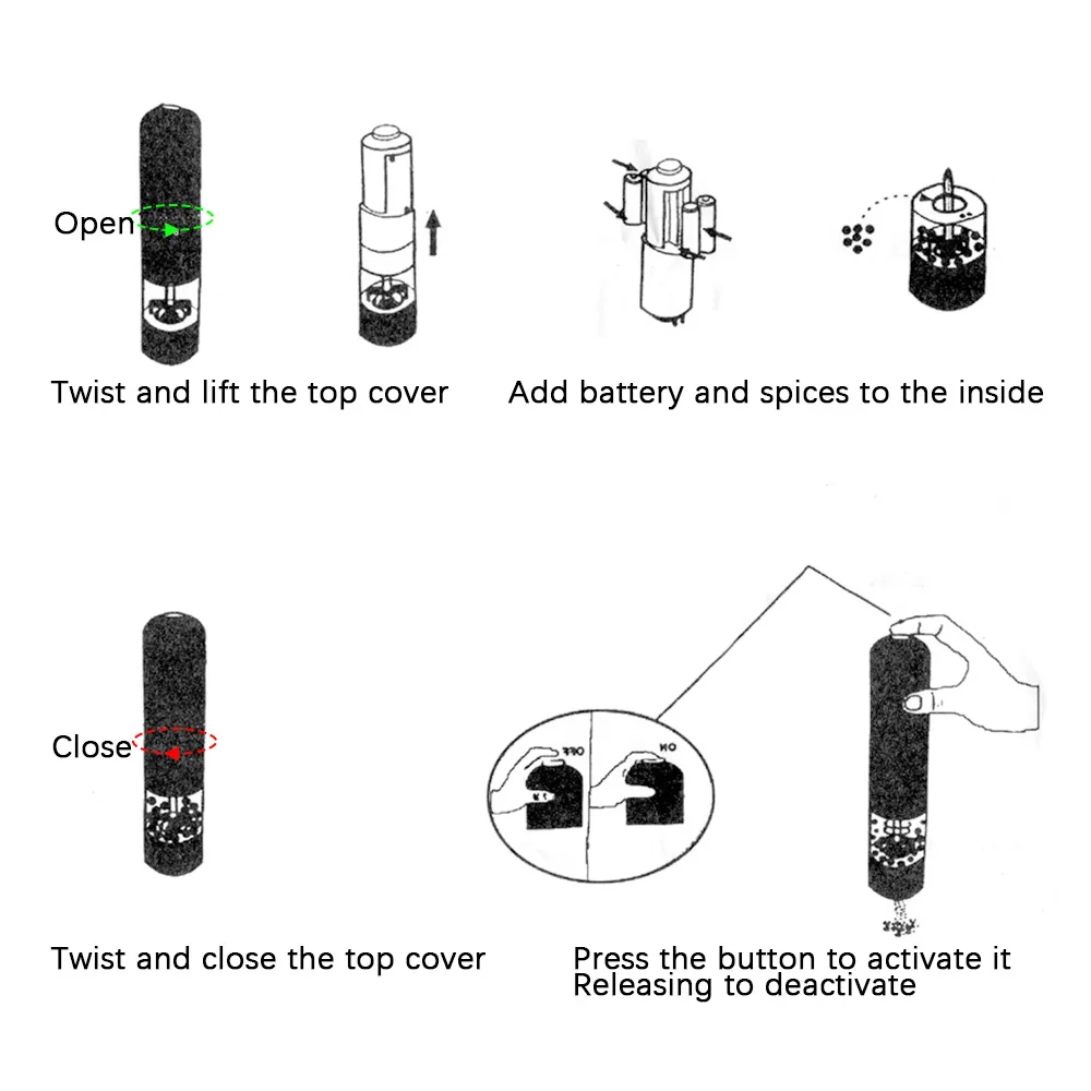 

Automatic Salt Pepper Grinder Set Electric Salt Spice Herbal Containers Mill Adjustable Coarseness Kitchen Cooking