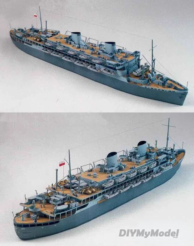 DIYMyModeI-Barco de transporte Husky, 5 barcos de aterrizaje, flota de aterrizaje de Sicily, Kit de modelos de papel, rompecabezas de juguete hechos a mano, 1:400-2