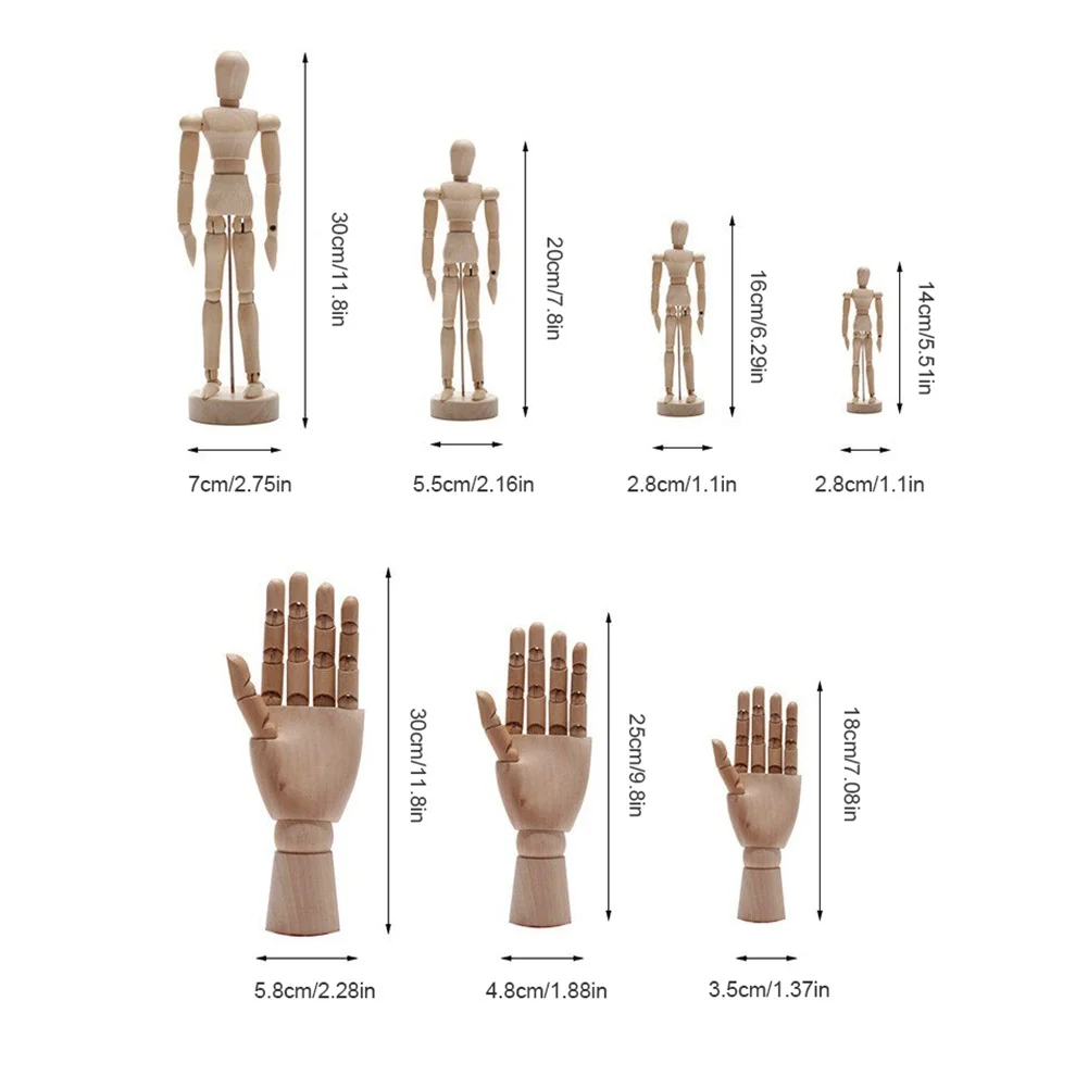 Drawing Sketch Mannequin Model Movable Limbs Wooden Hand Body Draw Action Toys Home Decor Artist Models Jointed Doll images - 6