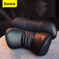 baseus car neck pillow headrest pillows pu leather memory cotton auto neck rest cushion pad travel neck headrest accessories
