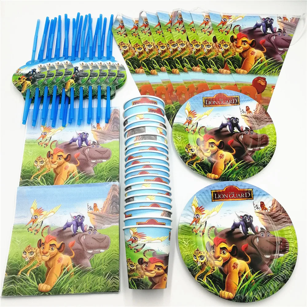 

81pcs 20 Guests Lion King Guard Disposable Tableware Kids Birthday Party Decor Set Banner Straw Napkin Cup Plate Party Supplies