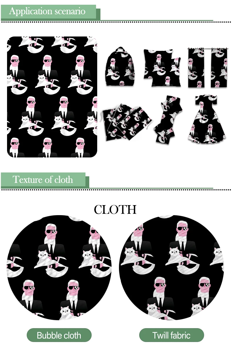 

Famous Designer Karls and Cute Cat Polyester Cotton Fabric for Kids Clothes Hometextile Curtain Cushion Cover DIY 50*145CM