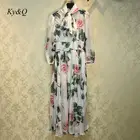 Высококачественное Брендовое женское модное летнее праздничное платье 2020 шифоновое платье с принтом розы, Элегантное Длинное платье с длинными рукавами
