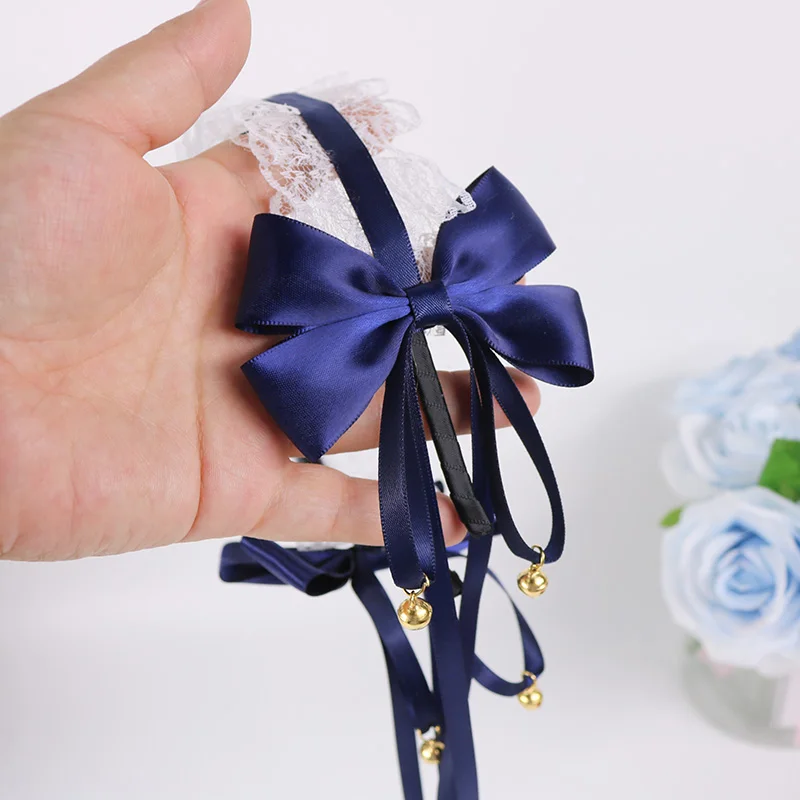 

Japanese Soft sister Lolita Hair Hoop Hair Clip Headdress White Lace Hair Hand KC Cartoon Cute Bowknot Maid Hair ornament