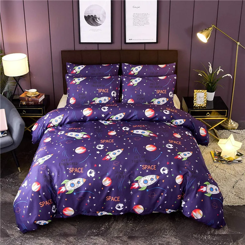 Космическая ракета планета печать постельных принадлежностей стеганое одеяло
