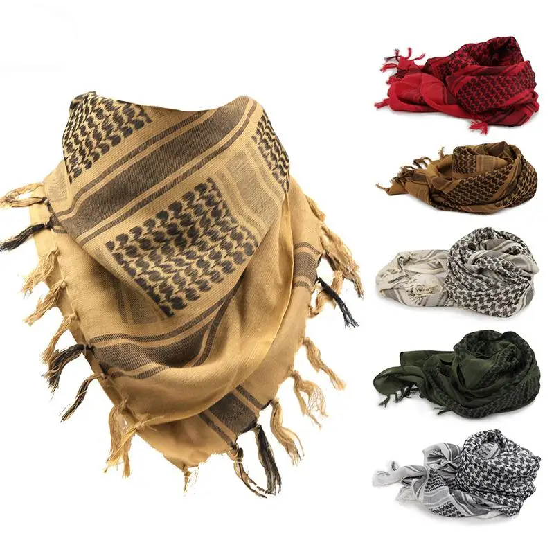 

Hunting Apparel Accessory 100% Cotton Thick Muslim Hijab Tactical Desert Arabic Scarf Arab Scarves Men Winter Windproof