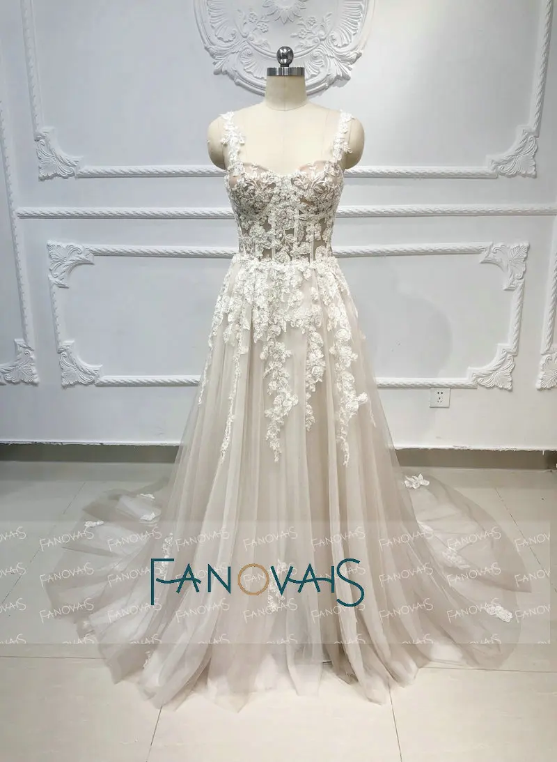 Пляж бохо свадебные платья бисером Кристалл кружева Vestido de Novia Longo gelinlik vestido casamento robe de mariee