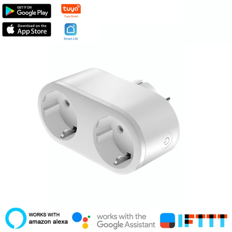 

Two-in-one smart plug16A EU 2.4G WiFi socket regularly turned on and off Voice control Smart Life/Tuya APP and Alexa Google Home