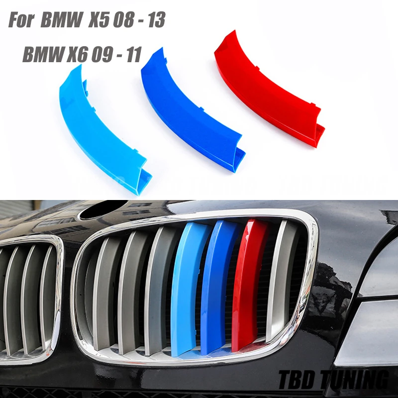 2008 2009 2010 2011 2012 2013 для BMW X5 E70 X6 E71 Трехцветная полоса отделки передней решетки