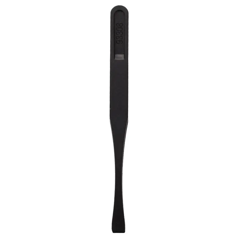 

115mm Long Flat Tip Black Plastic Anti-static Tweezers 3 Pcs