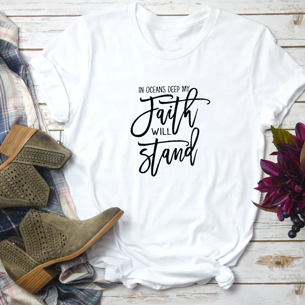 Женская хлопковая футболка с надписью My Faith Will Stand | одежда