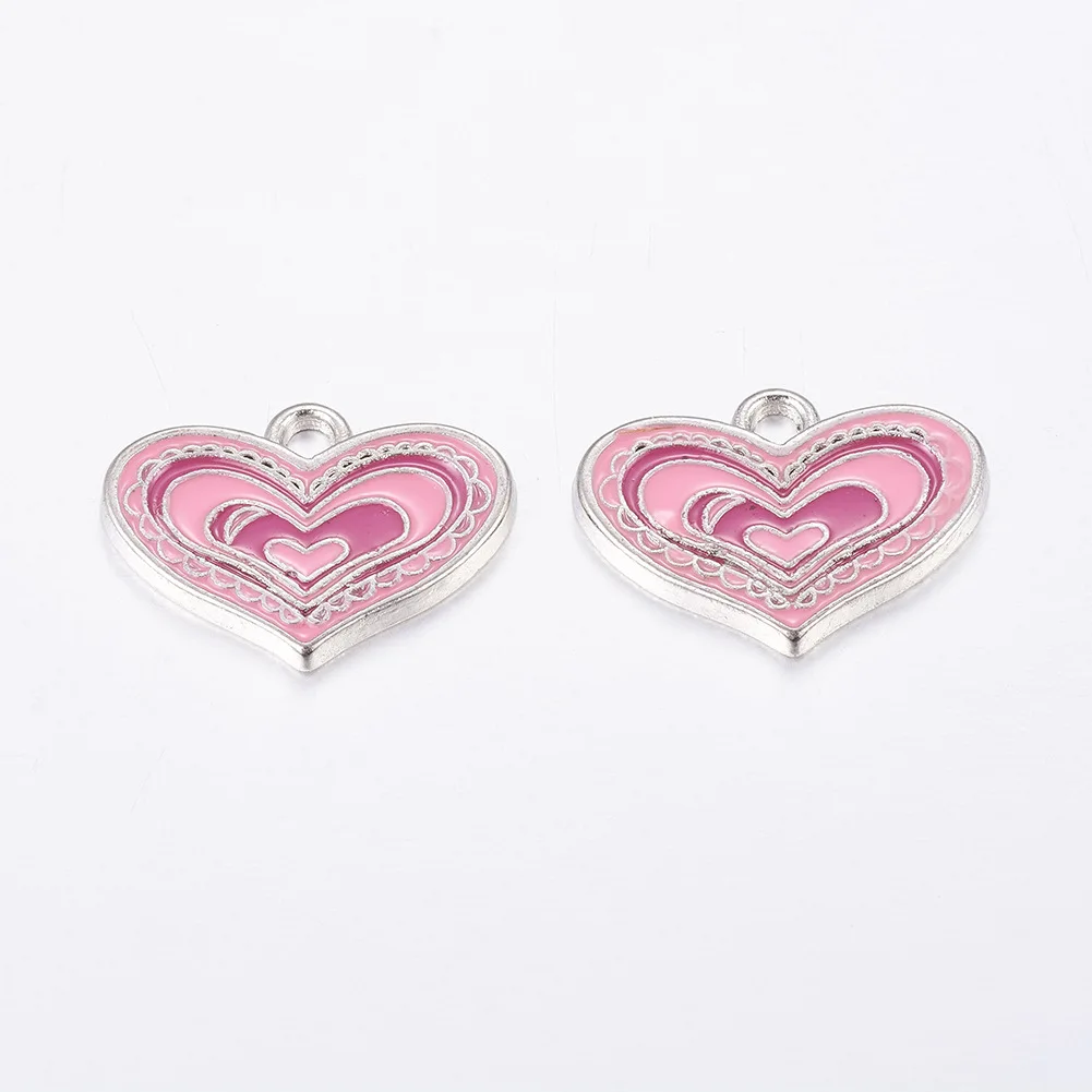 

Pink Love Alloy Drop Oil Pendant DIY Handmade Heart-Shaped Pendants Accessories Factory Wholesale jewelry making supplies