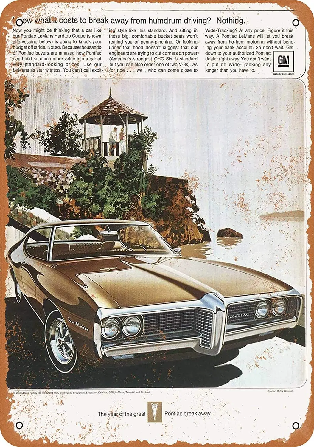 

WallColor 8*12 Metal Sign 1968 Pontiac Lemans Vintage Look