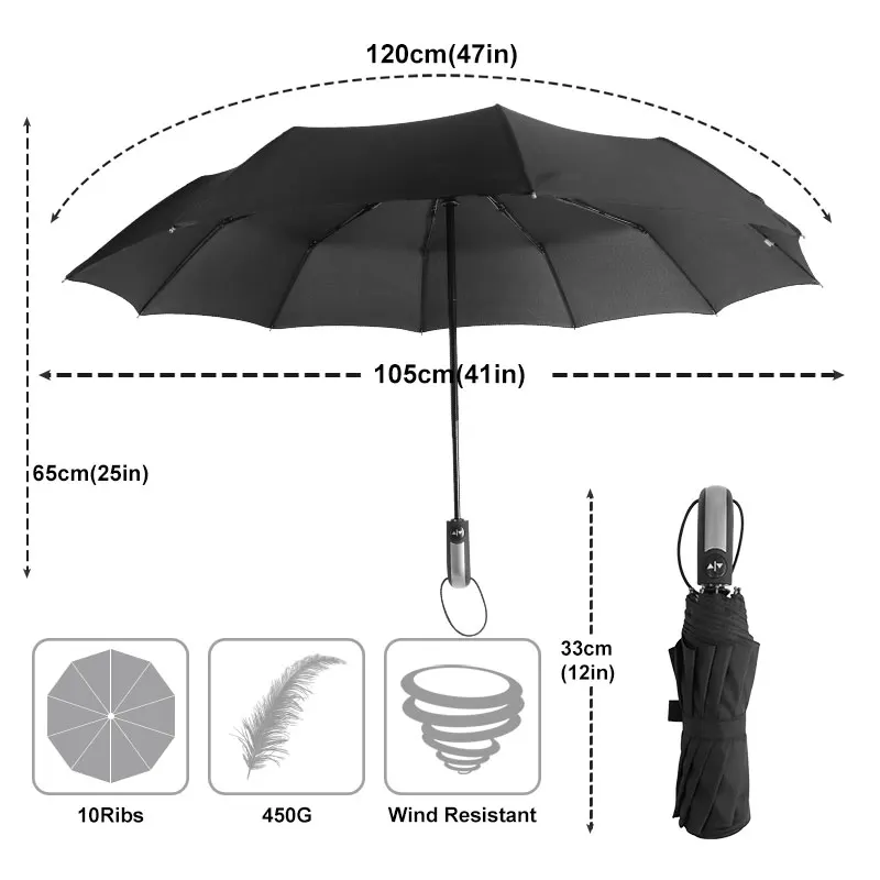 Ветрозащитный Автоматический Зонт от дождя большой прочный деловой зонт для