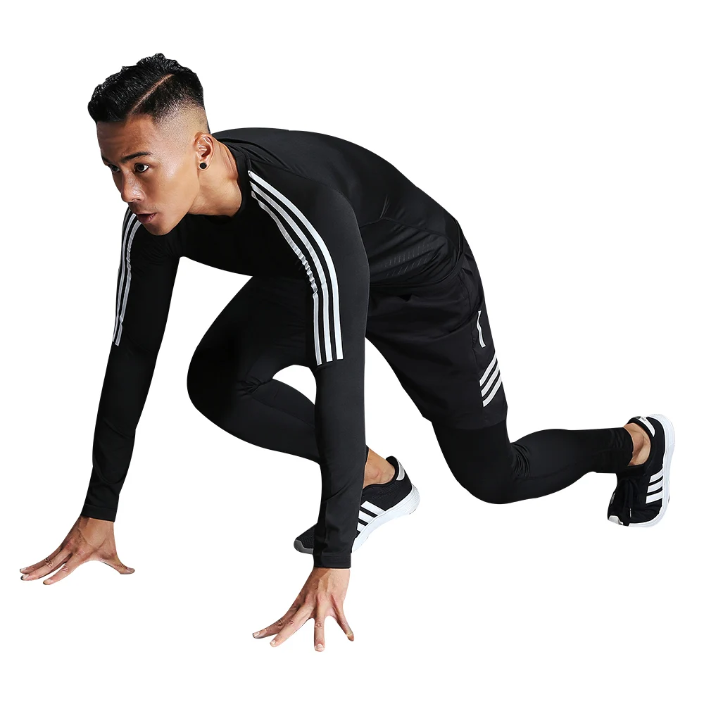 Качественные быстросохнущие Компрессионные Мужские спортивные костюмы одежда