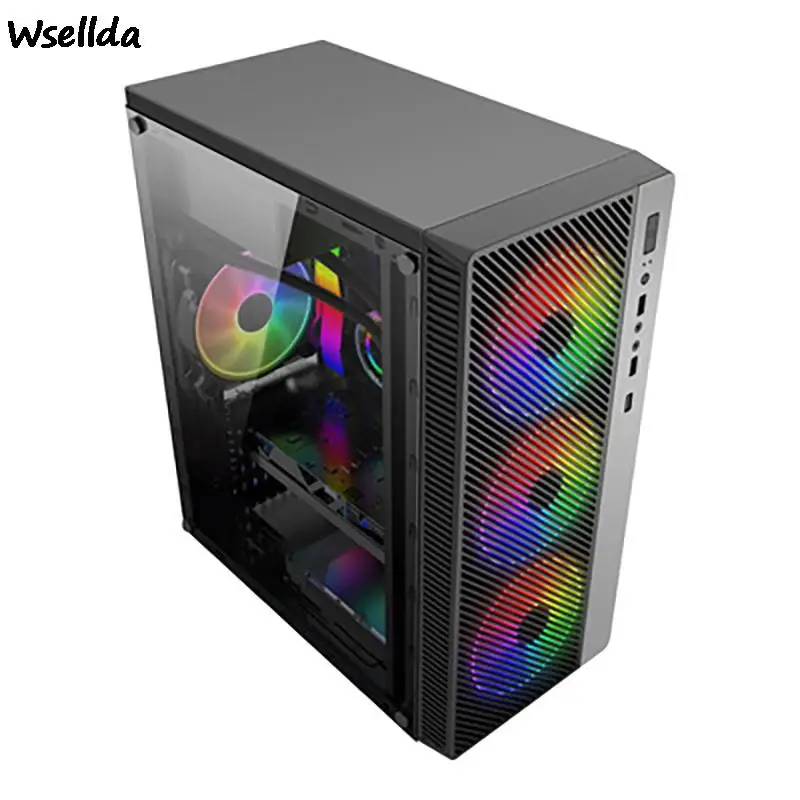 

ATX Gaming Computer Case Fan Water-cooled Front I/O USB3.0 Tempered Glass Full Side Penetration Pc Gamer Gamer Cabinet PC Case