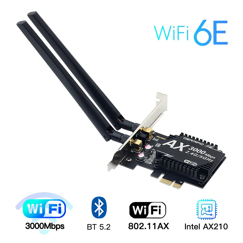 3000 Мбит/с WiFi6E Intel AX210 Bluetooth 5 2 Dual Band 4 г/с) Wi Fi ГГц кард 802.11AX/AC PCI Express Беспроводной