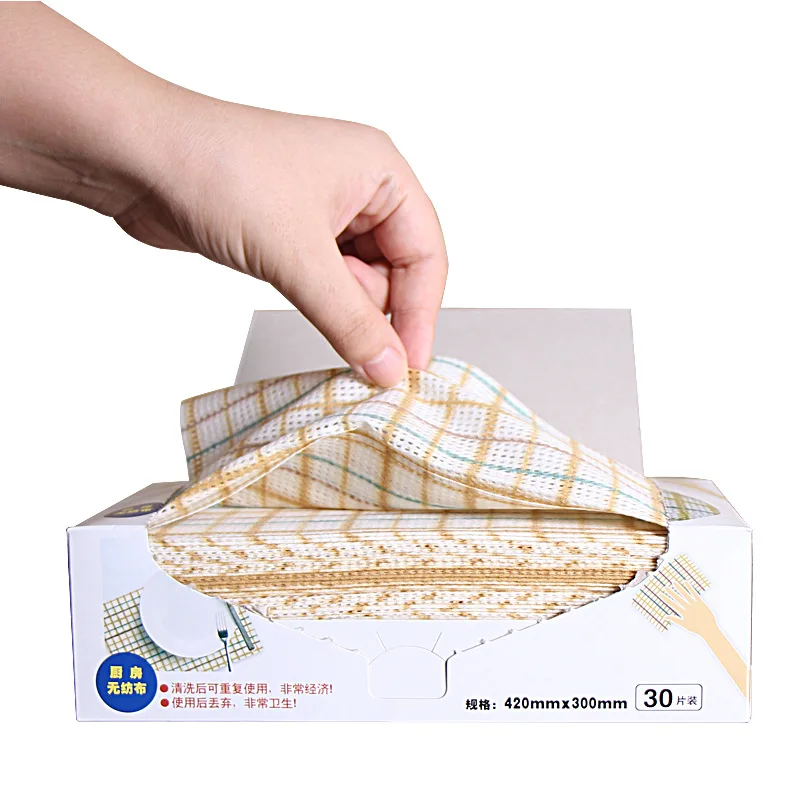 

Plaid kitchen cleaning lazy cloth non-woven disposable dish cloth