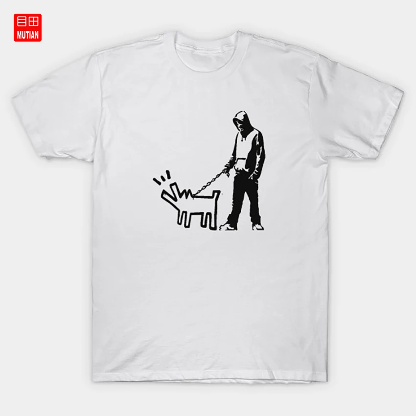 Banksy T-Shirt Stencil London Pet Paint Can Minimalist Dogs Black And White Street | Мужская одежда