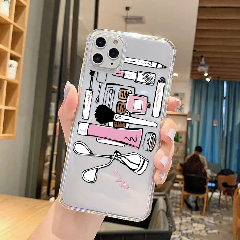 Косметический макияж Прозрачный чехол для телефона iPhone 12 11 pro XS MAX XR 8 7 6s Plus se2020