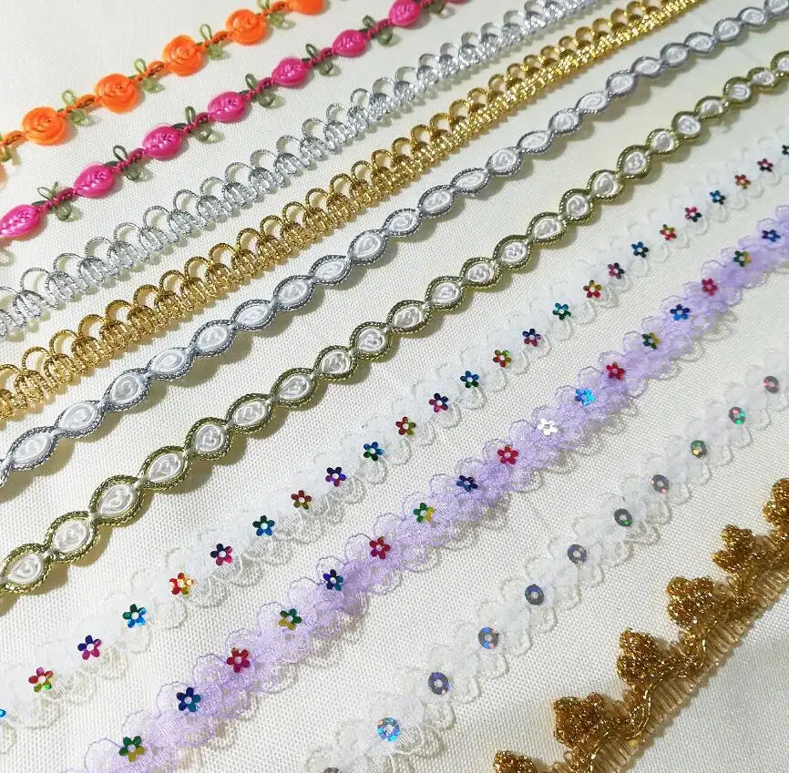 1 м новейшая Серебряная Золотая кружевная ткань гипюровые ленты кружевные с