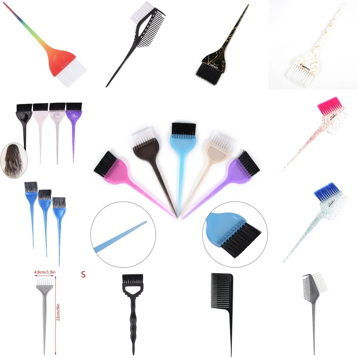 

41styles Hairdressing Brushes Salon Hair Coloring Dyeing Tint Tool Kit Hair Brush Multifunctional Hair Dyeing Brush Styling Tool