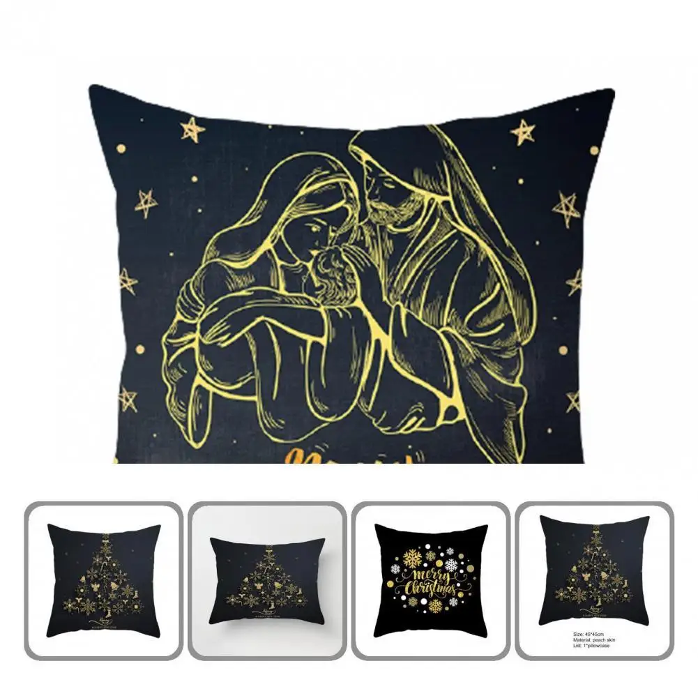 

Single-side Print Soft Snowflakes Print Soft Square Pillow Covers Polyester Pillowslip Case Skin-Friendly Home Supplies